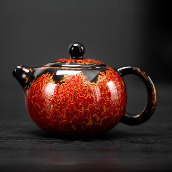 Fiery Bodhi Lacquer Ru Ware Xi Shi Teapot