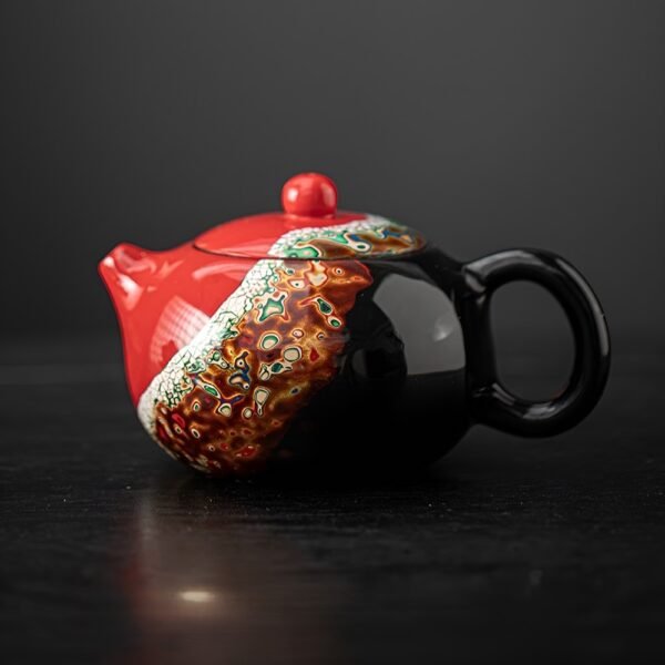 Sunset Glow Lacquer Zisha Teapot