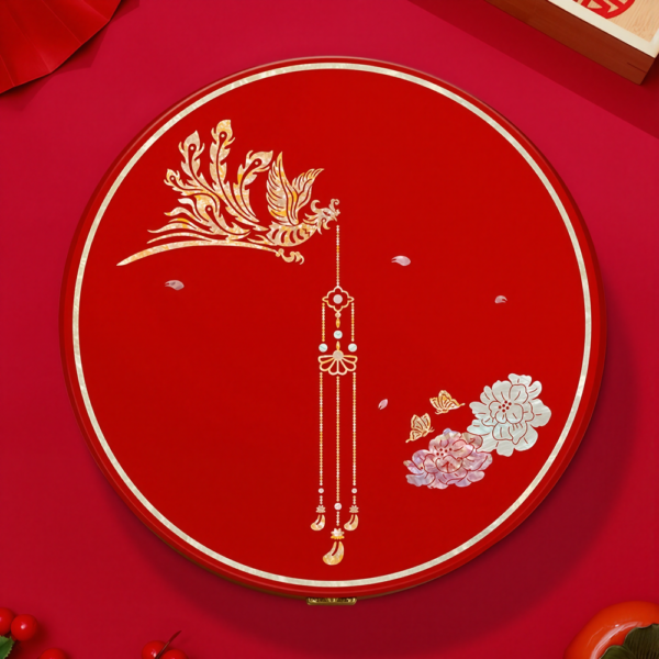 Phoenix & Floral Branch Lacquer Mother-of-Pearl Inlay Dried Fruit Serving Tray